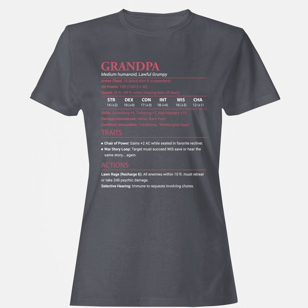 Grandpa Stats Women's T-Shirt - Dark Heather - 5