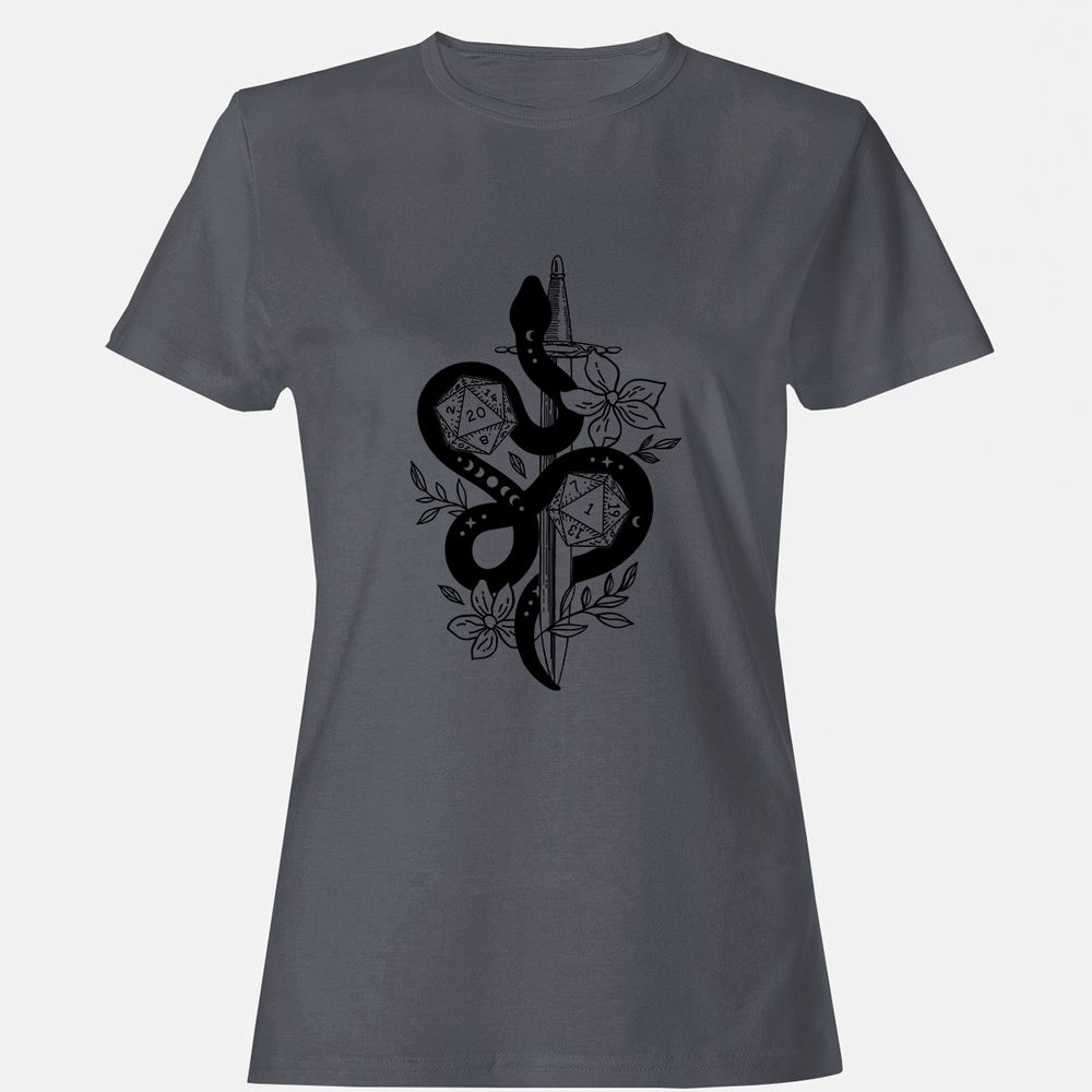D20 Snake and Sword Women's T-Shirt - Dark Heather - 5