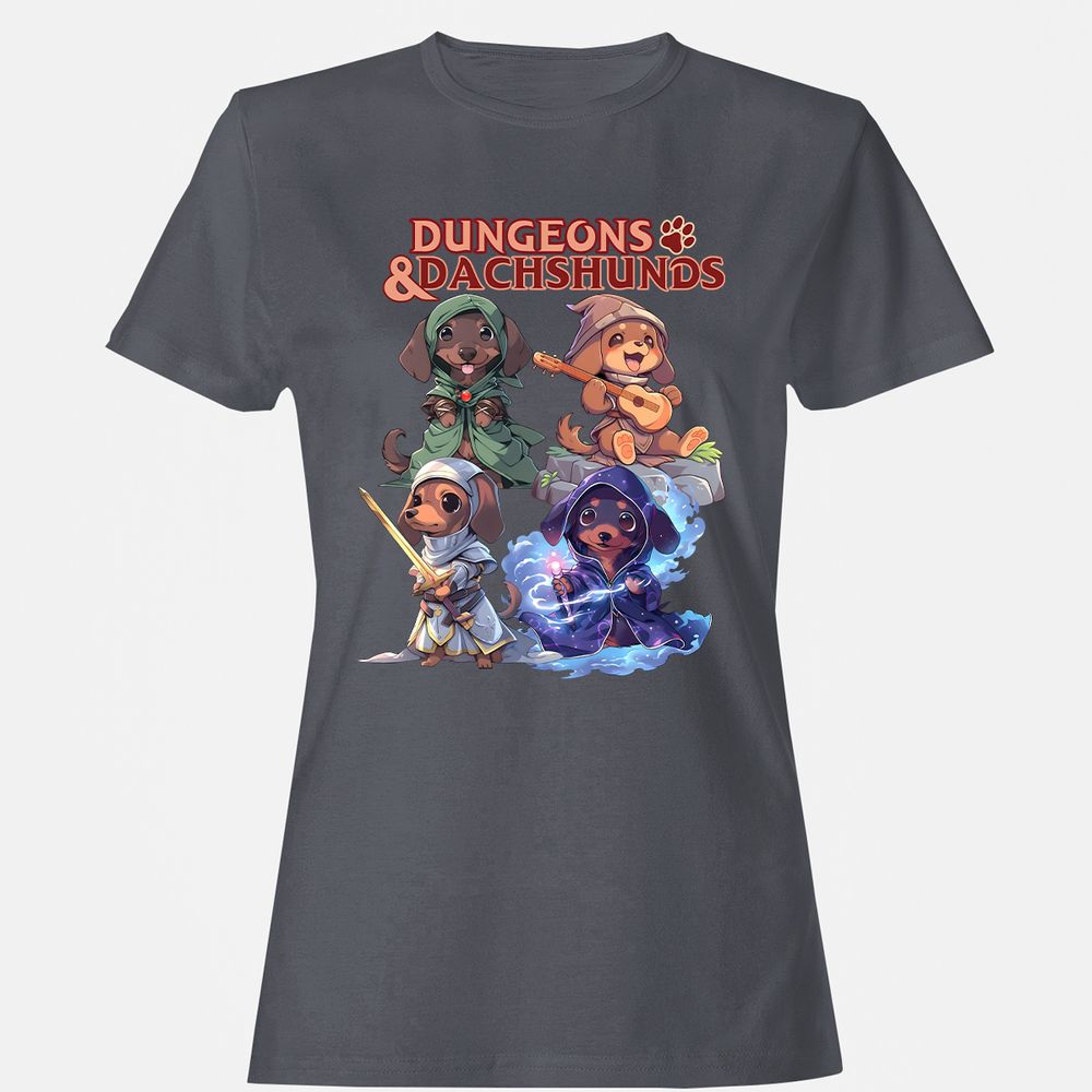 Dungeons & Dachshunds Women's T-Shirt - Dark Heather - 5
