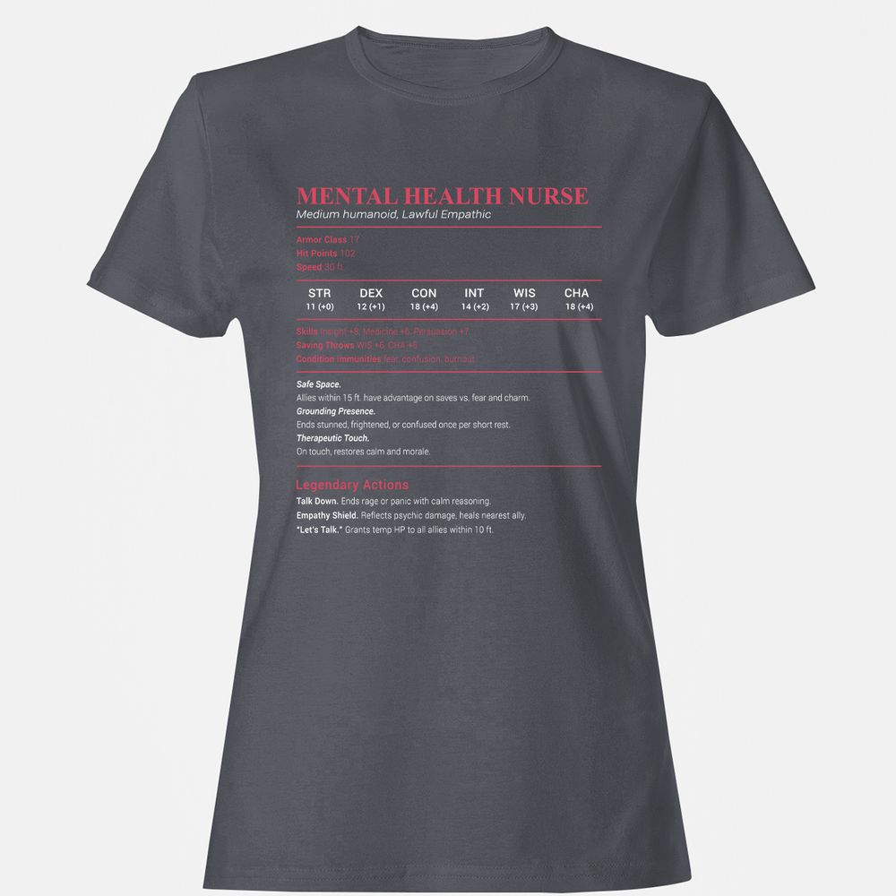 Mental Health Nurse Stats Women's T-Shirt - Dark Heather - 5