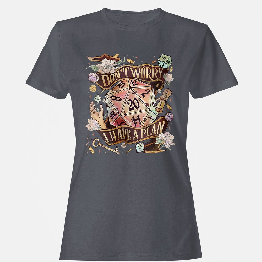 Floral Don't Worry I Have A Plan Women's T-Shirt - Dark Heather - 5