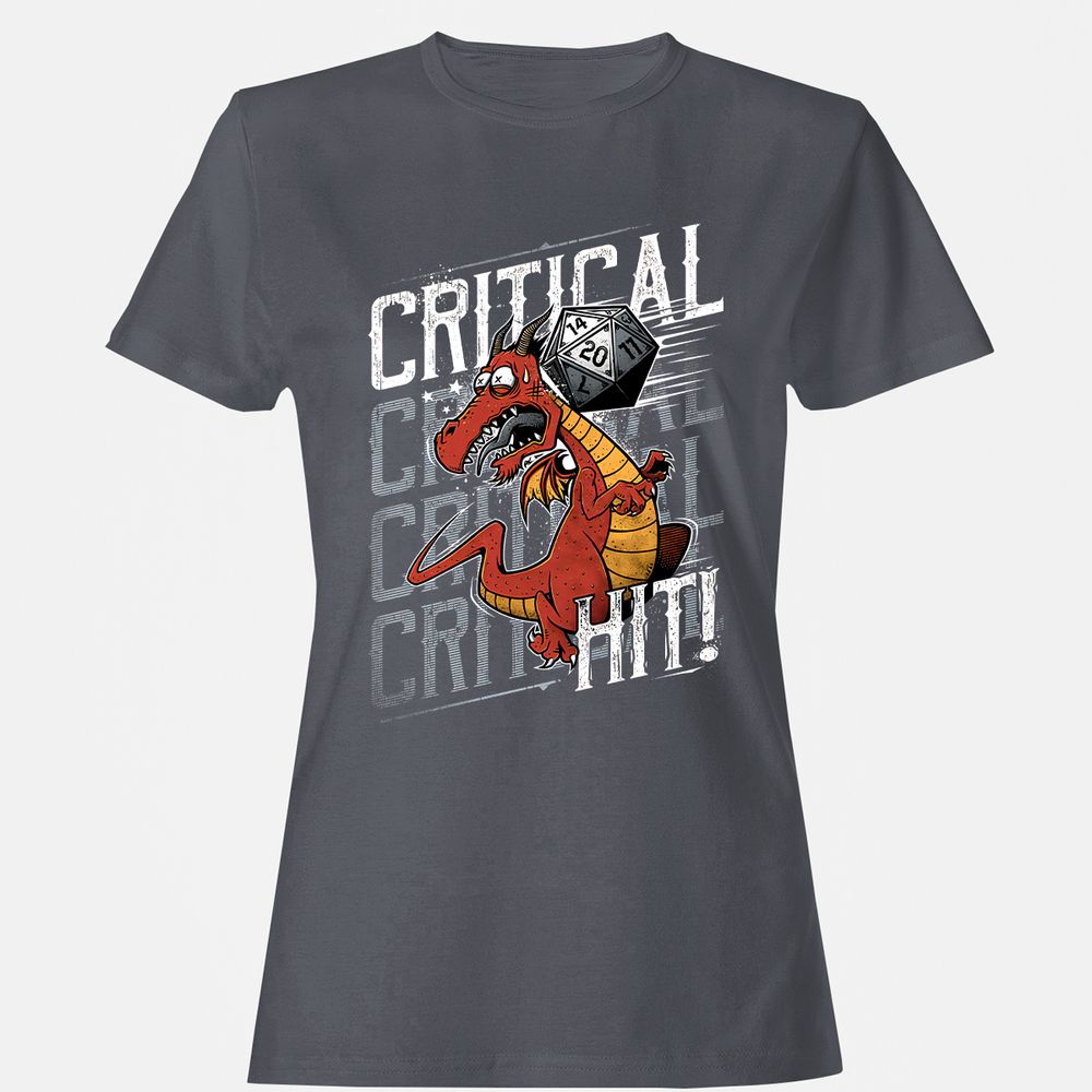Funny Dragon Critical Hit Women's T-Shirt - Dark Heather - 5