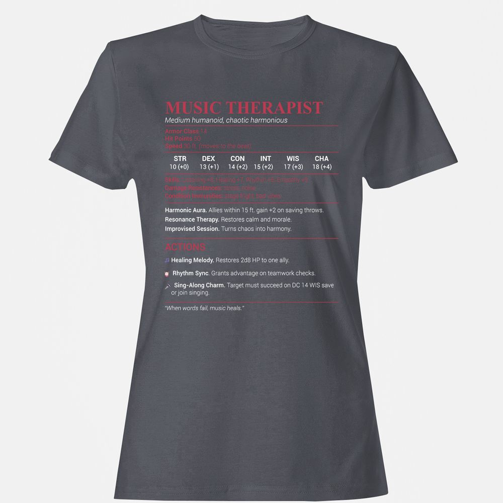 Music Therapist Women's T-Shirt - Dark Heather - 5