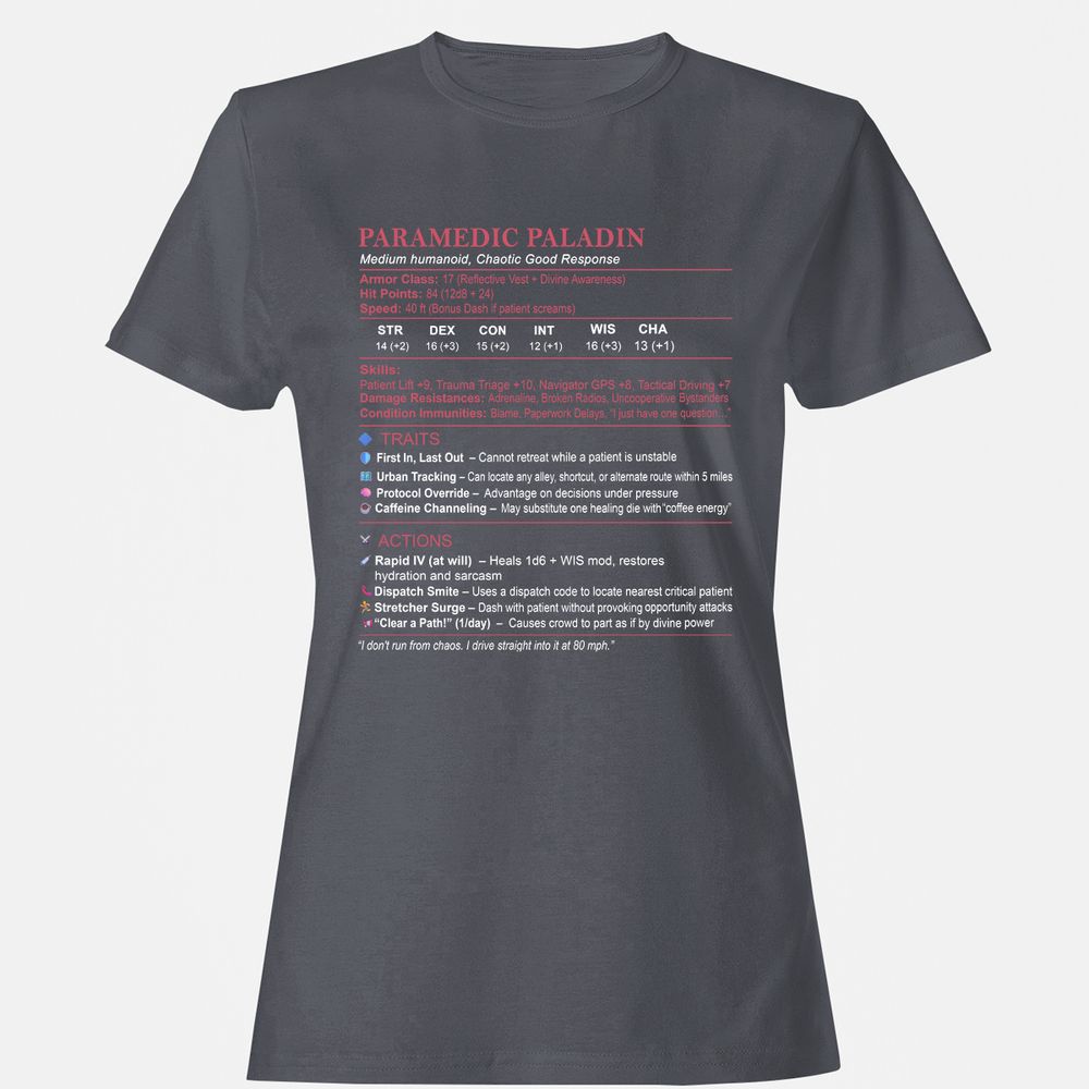 Paramedic Stats Women's T-Shirt - Dark Heather - 5