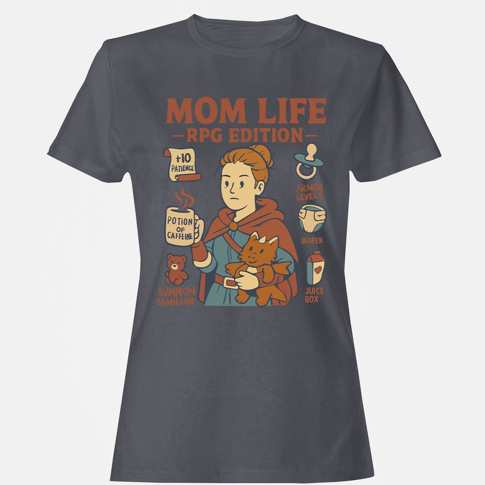 Mom Life RPG Edition Women's T-Shirt - Dark Heather - 5