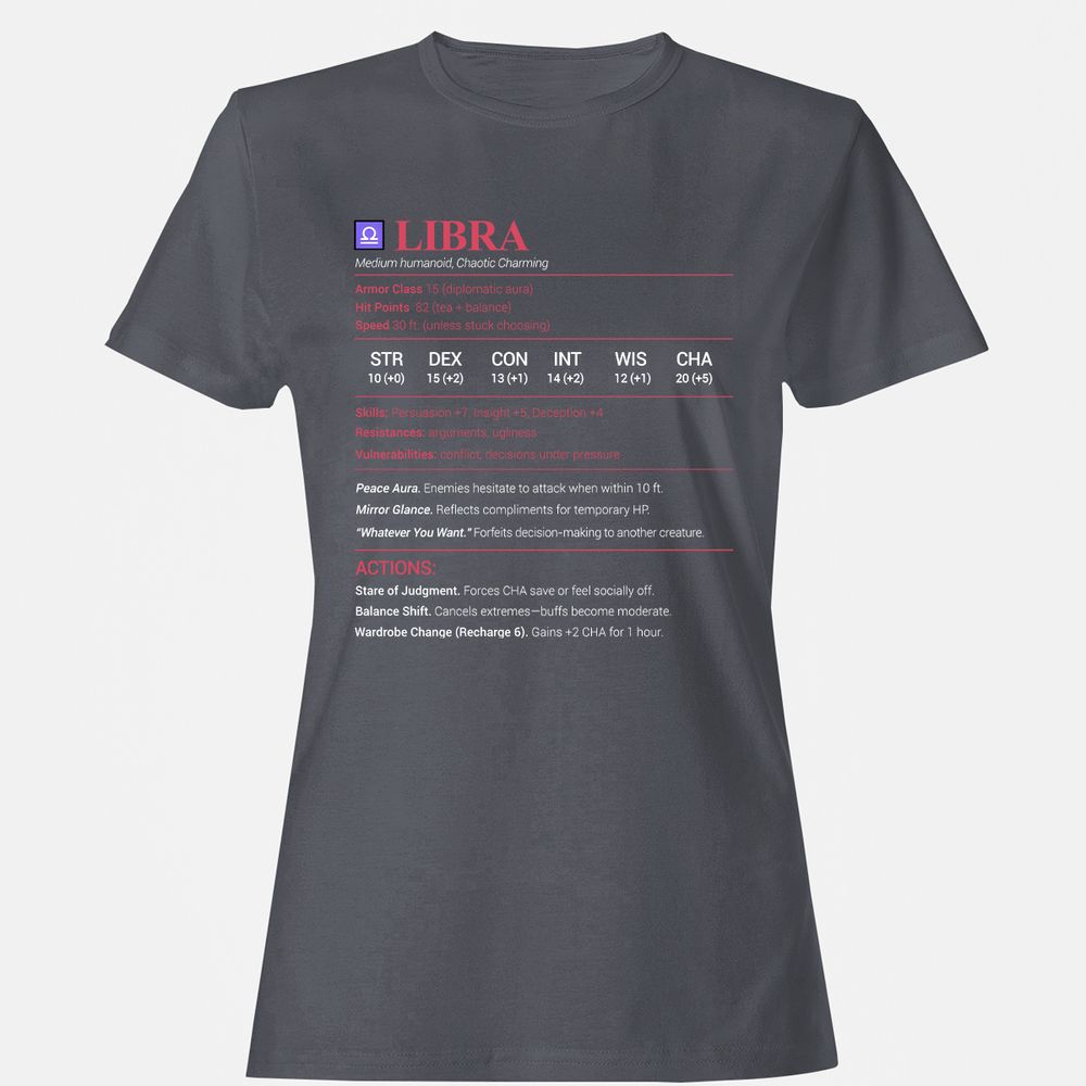 Libra Stats Women's T-Shirt - Dark Heather - 5