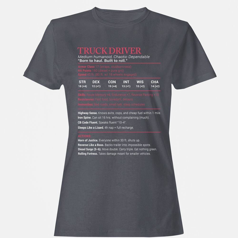 Truck Driver Stats Women's T-Shirt - Dark Heather - 5