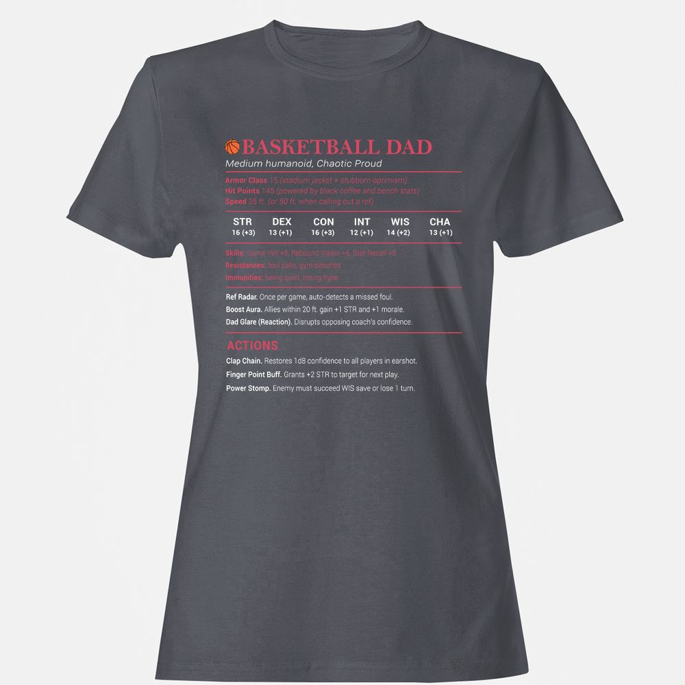 Basketball Dad Women's T-Shirt - Dark Heather - 5