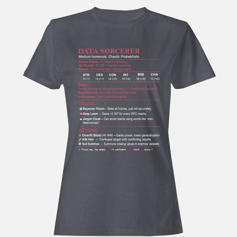 Data Scientist Stats (Data Sorcerer) Women's T-Shirt - Dark Heather - 5