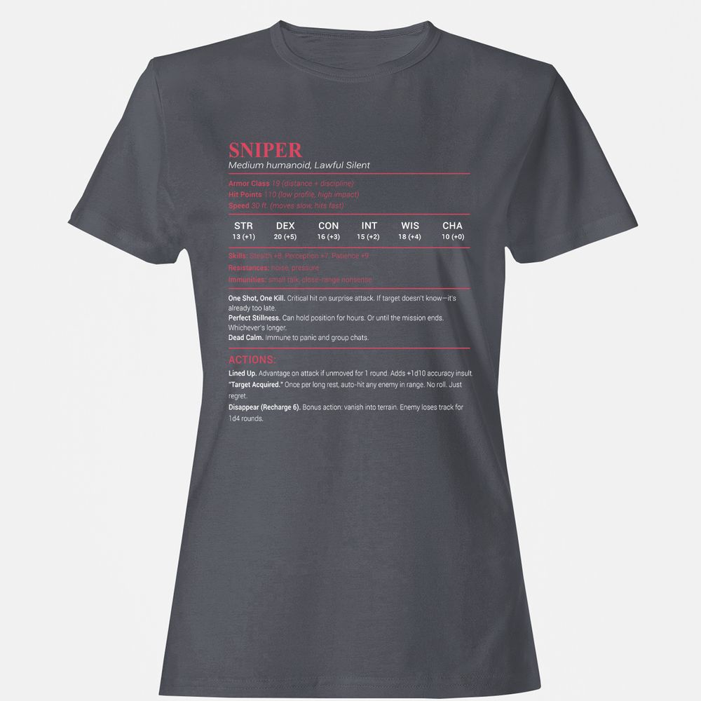 Sniper Stats Women's T-Shirt - Dark Heather - 5