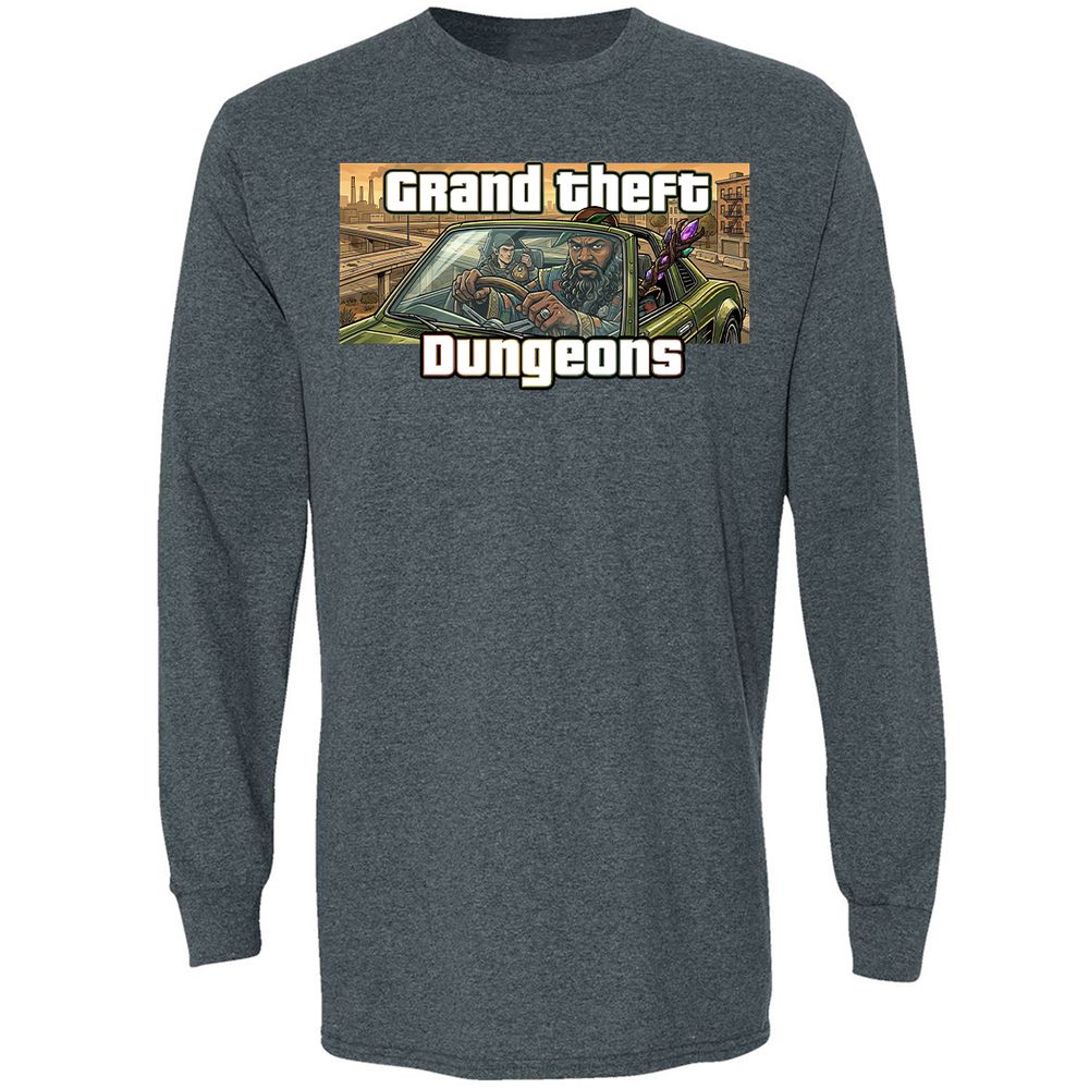 Grand Theft Dungeons Long Sleeve T-Shirt - Dark Heather - 5