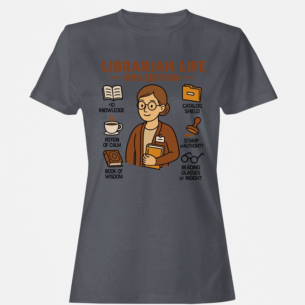 Librarian Life RPG Edition Women's T-Shirt - Dark Heather - 5