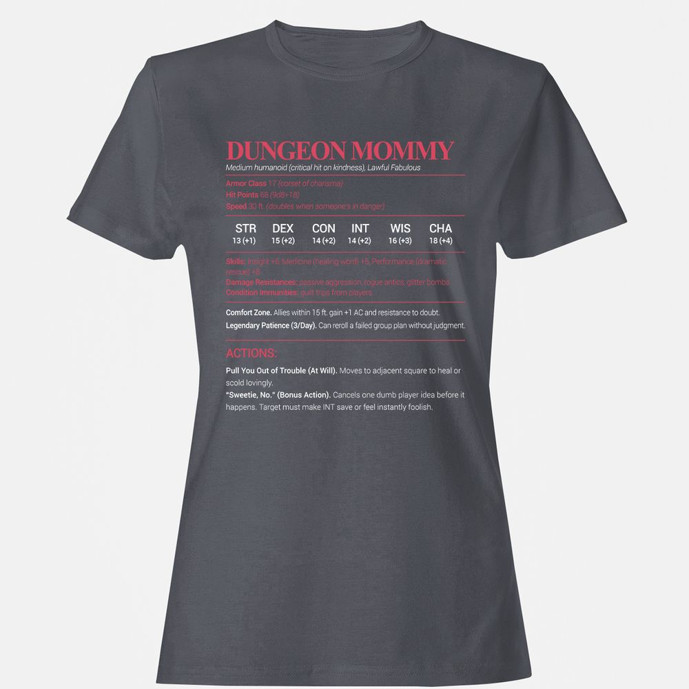 Dungeon Mommy Stats Women's T-Shirt - Dark Heather - 5