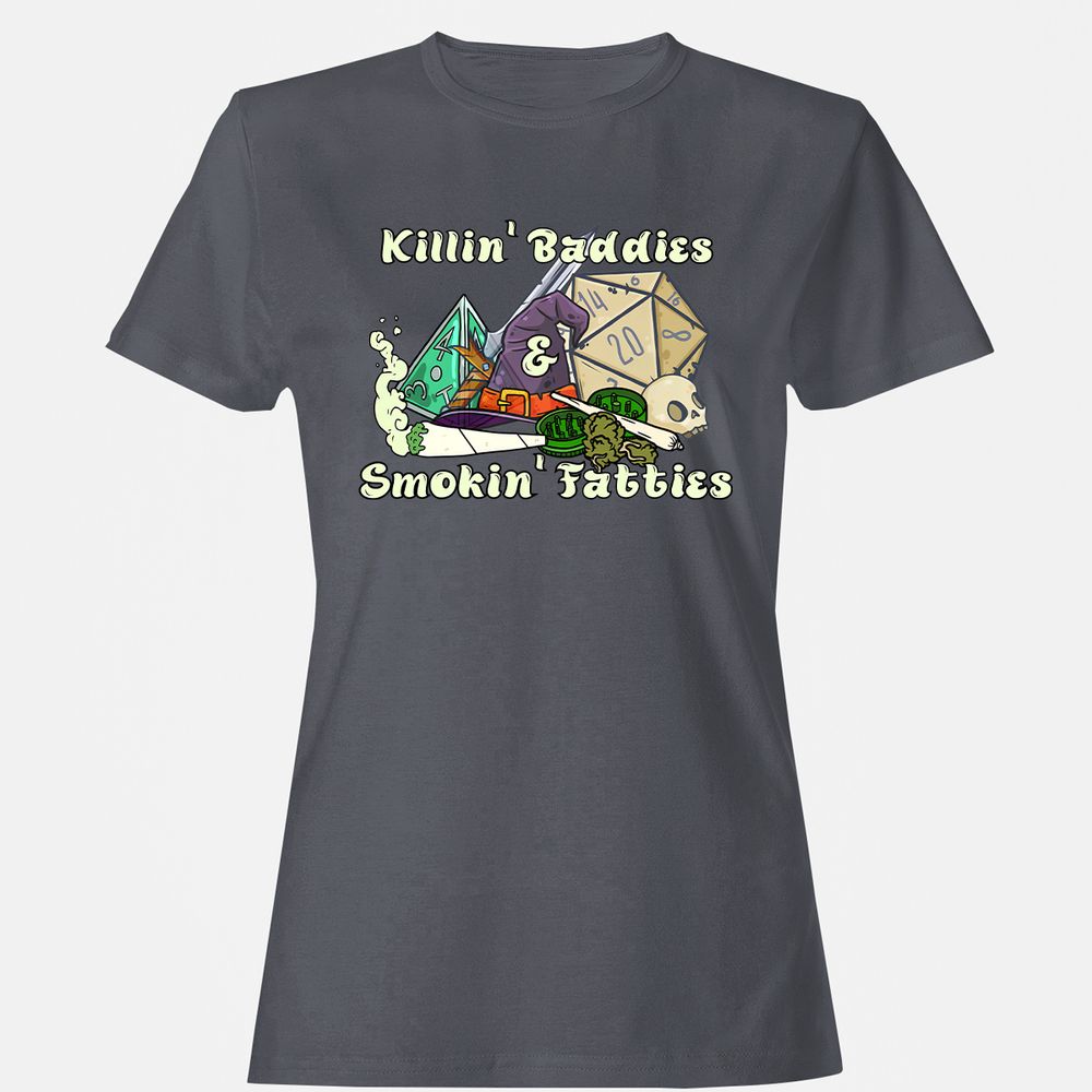 Killin' Baddies Smokin' Fatties Women's T-Shirt - Dark Heather - 5