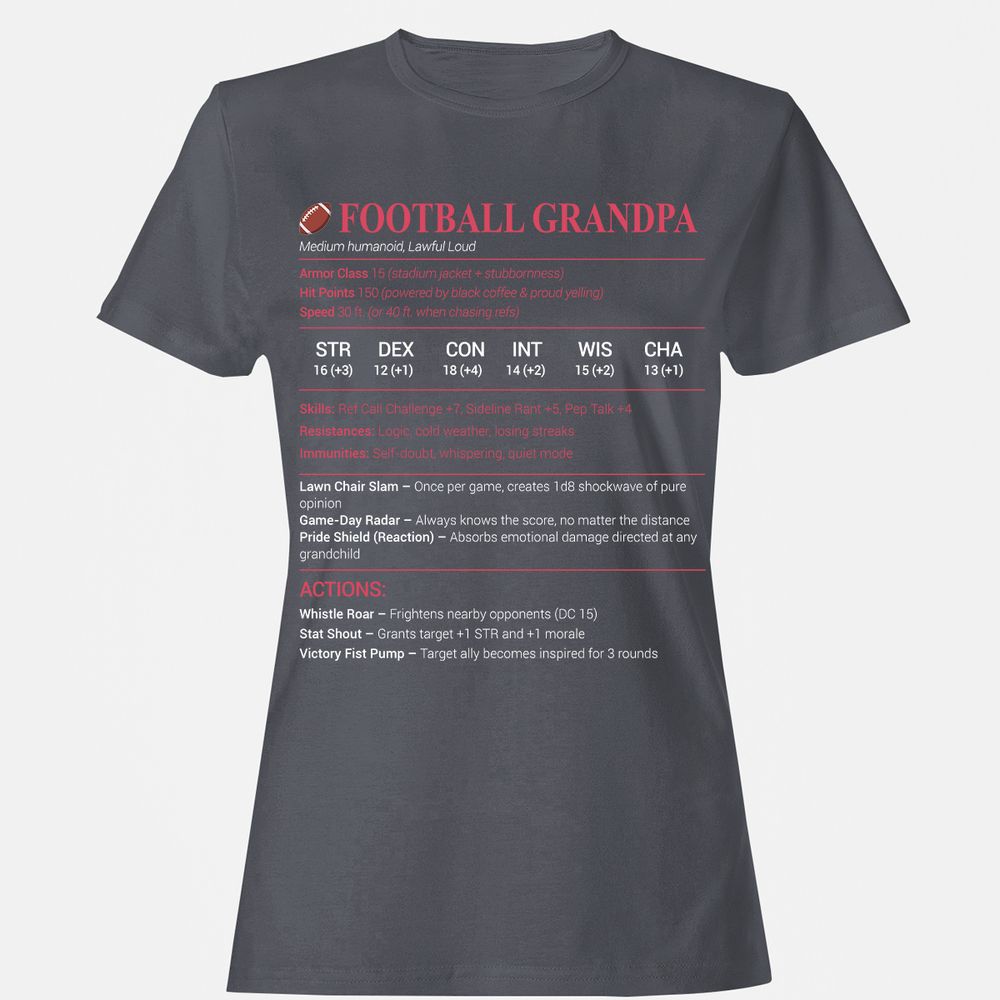 Football Grandpa Women's T-Shirt - Dark Heather - 5