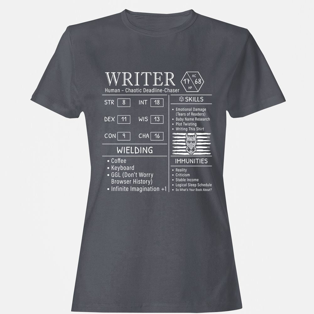 Writer Stats New Women's T-Shirt - Dark Heather - 5