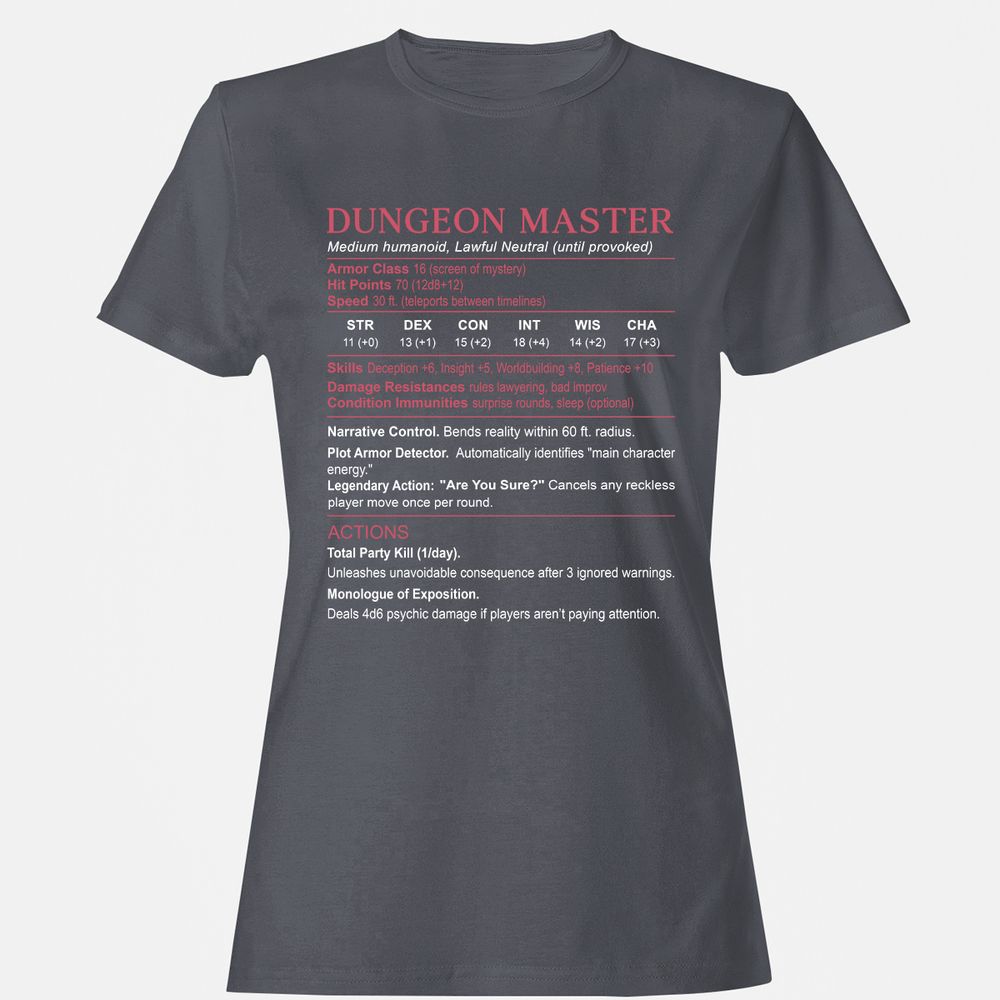 Dungeon Master Stats Women's T-Shirt - Dark Heather - 5