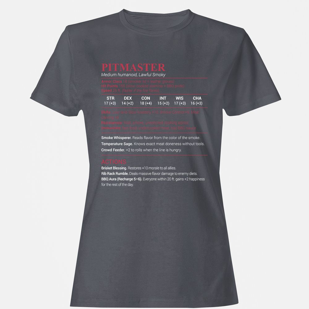 Pitmaster Stats Women's T-Shirt - Dark Heather - 5