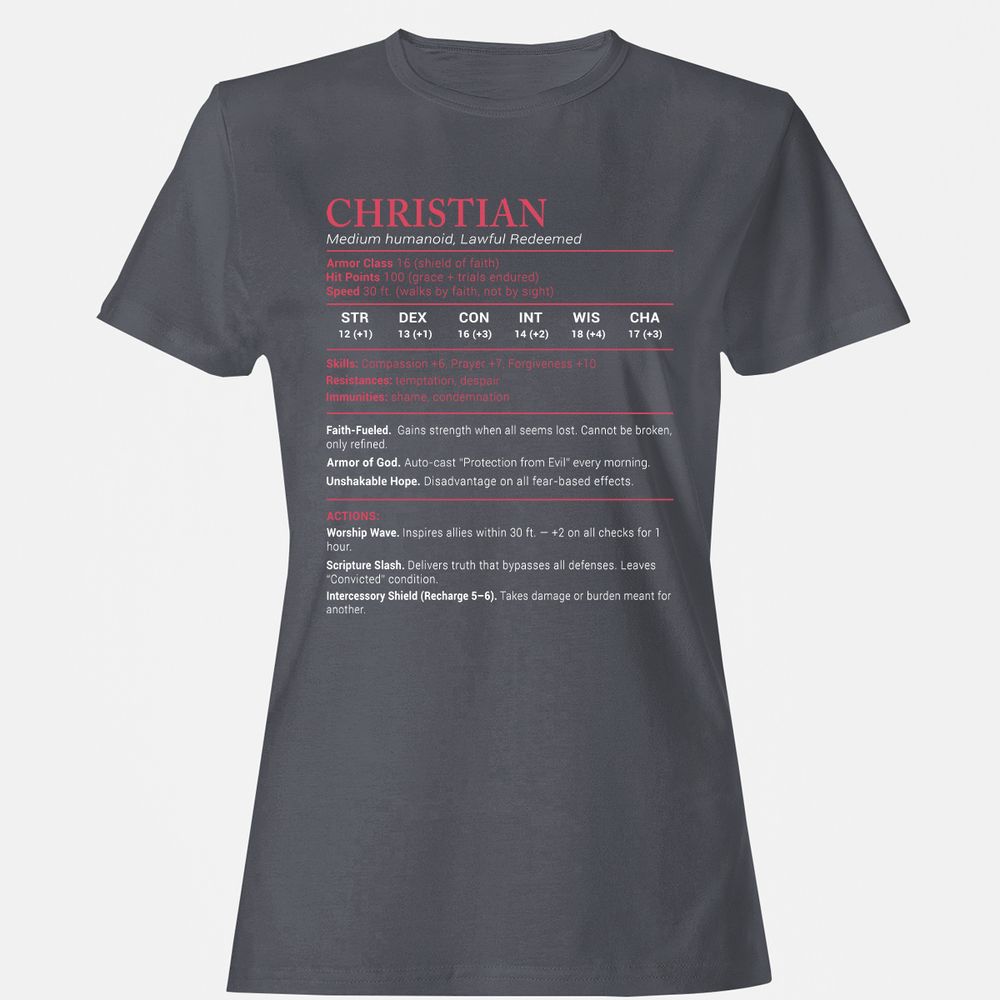 Christian Stats Women's T-Shirt - Dark Heather - 5