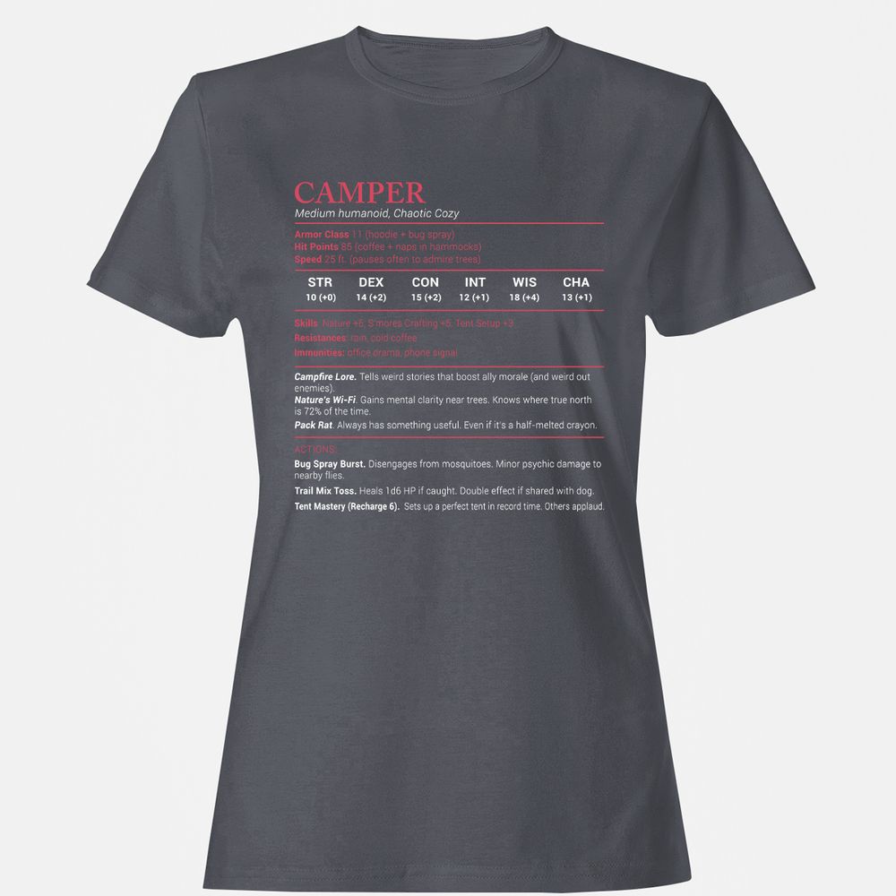 Camper Stats Women's T-Shirt - Dark Heather - 5