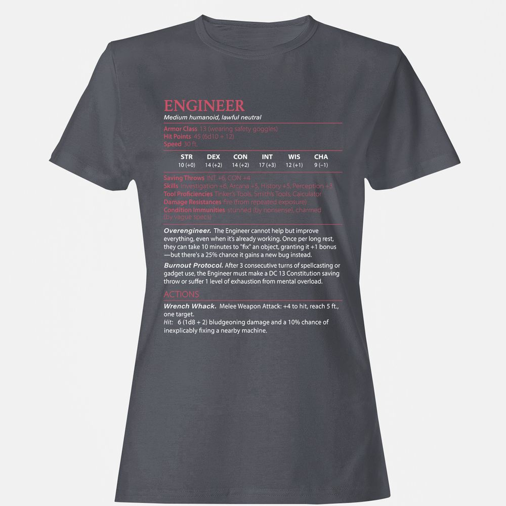 Engineer Stats Women's T-Shirt - Dark Heather - 5