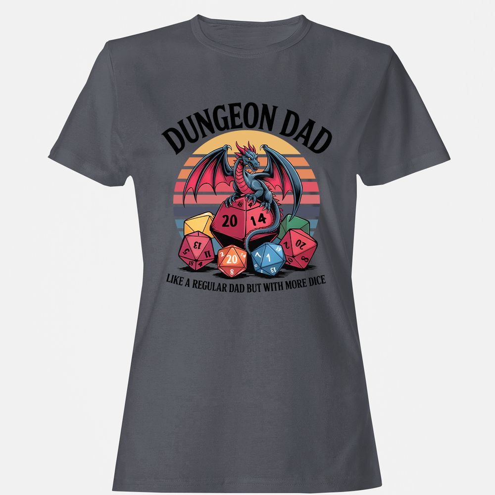 Dungeon Dad With More Dice Women's T-Shirt - Dark Heather - 5