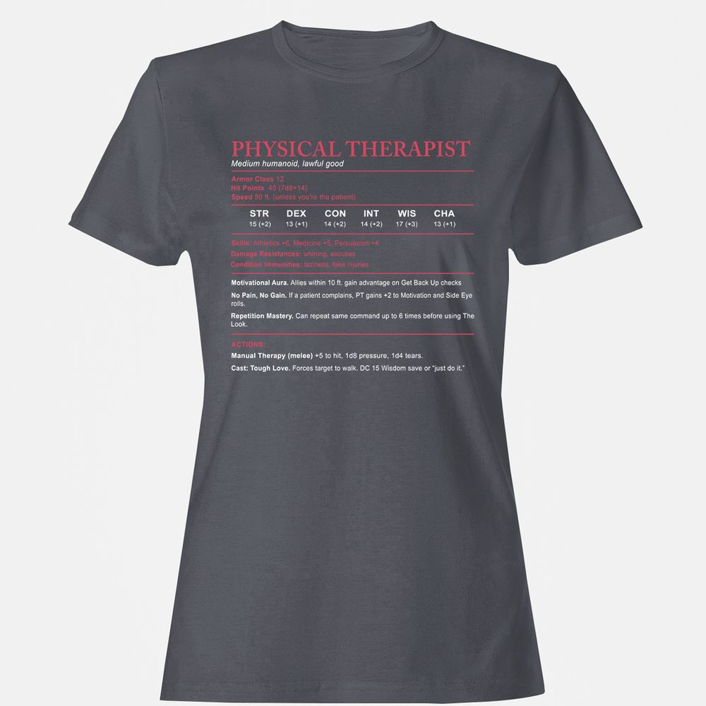 Physical Therapist Stats Women's T-Shirt - Dark Heather - 5