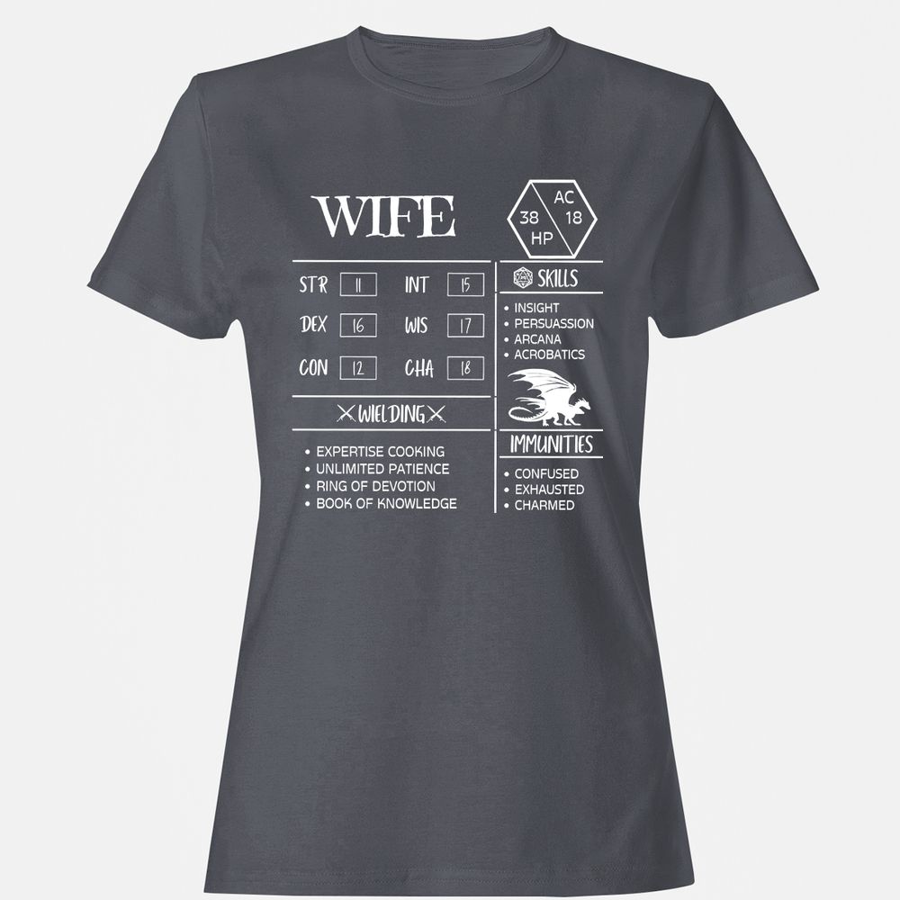 Wife Stats 2 Women's T-Shirt - Dark Heather - 5
