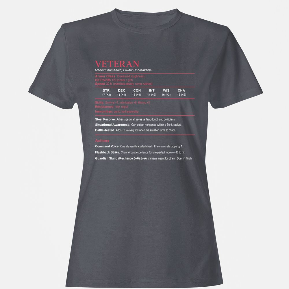 Veteran Stats Women's T-Shirt - Dark Heather - 5