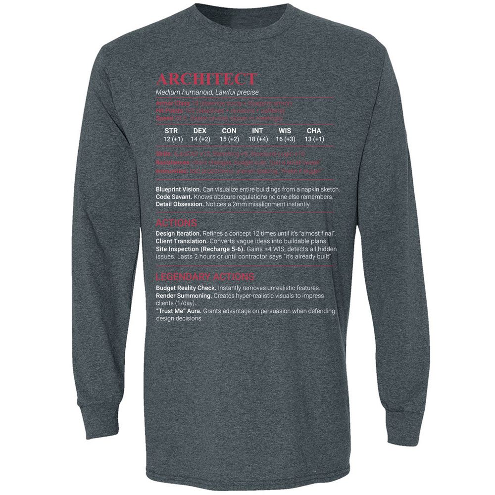 Architect Stats Long Sleeve T-Shirt - Dark Heather - 5
