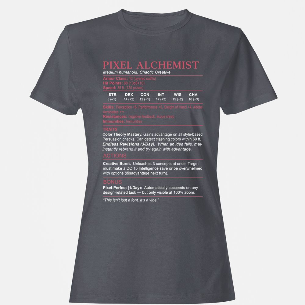 Designer Stats (Pixel Alchemist) Women's T-Shirt - Dark Heather - 5