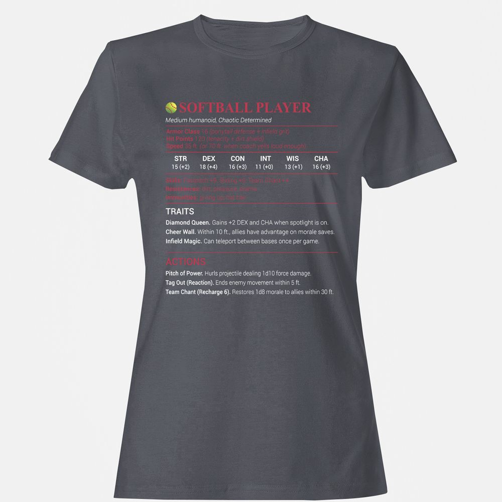 Softball Player Women's T-Shirt - Dark Heather - 5