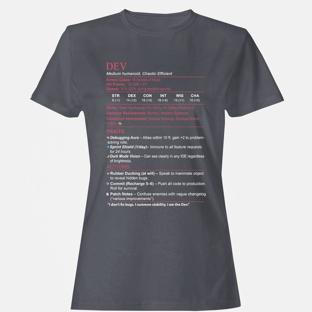 DEV Stats Women's T-Shirt - Dark Heather - 5