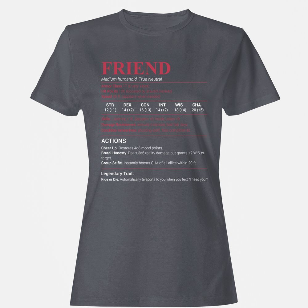 Friend Stats Women's T-Shirt - Dark Heather - 5