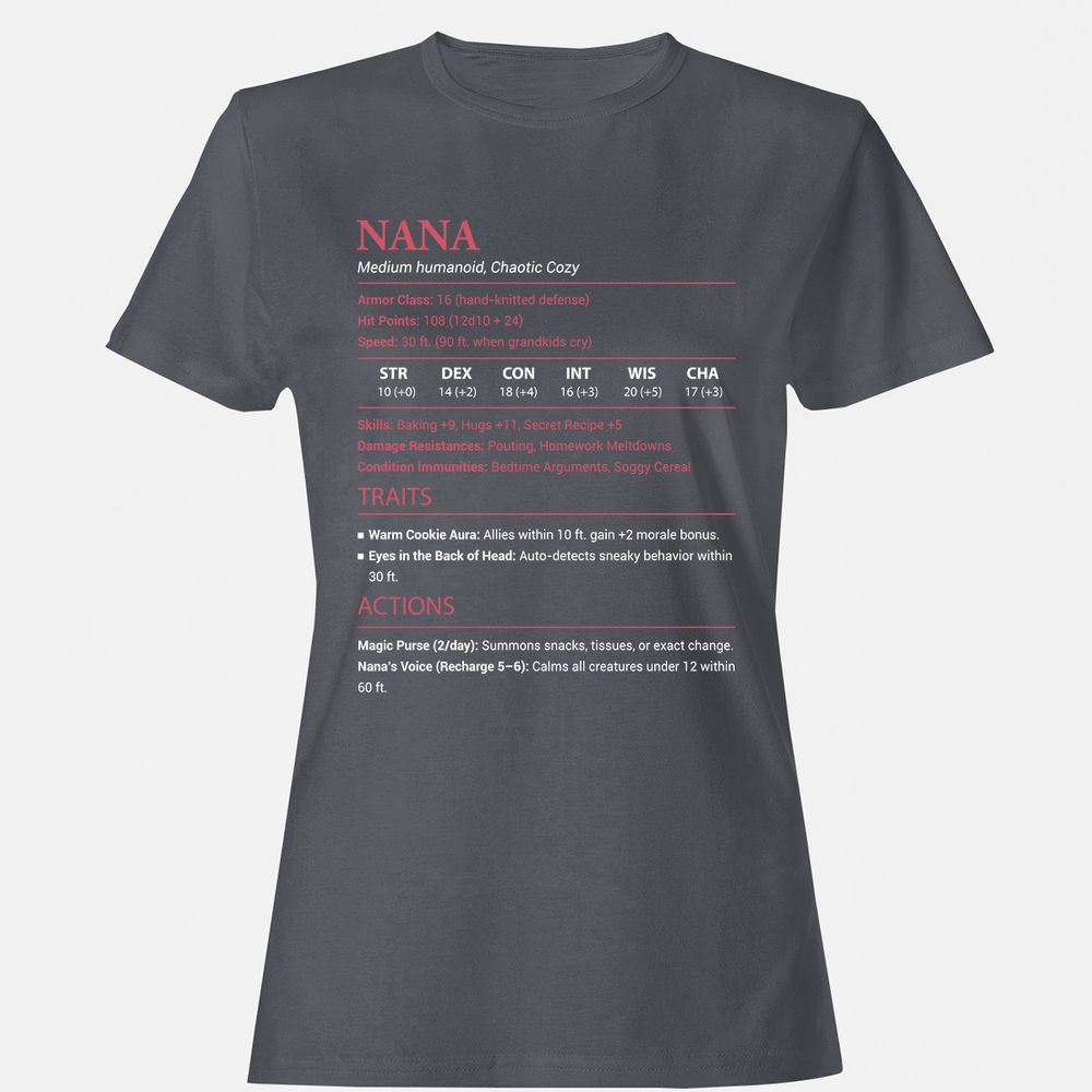 Nana Stats Women's T-Shirt - Dark Heather - 5
