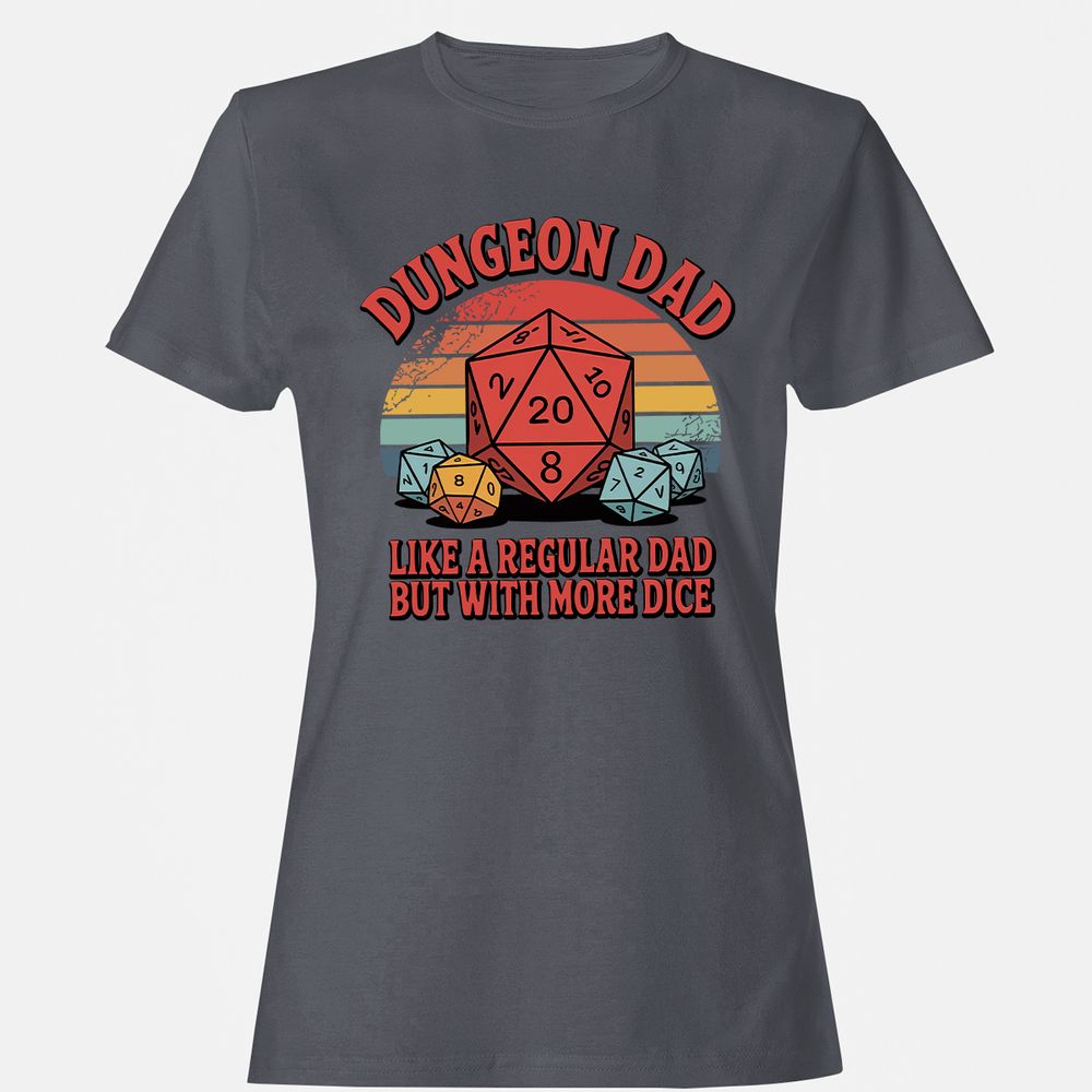 Dungeon Dad With More Dice Women's T-Shirt - Dark Heather - 5