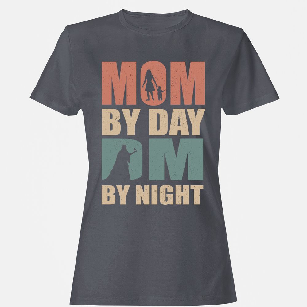 Mom By Day DM By Night Women's T-Shirt - Dark Heather - 5
