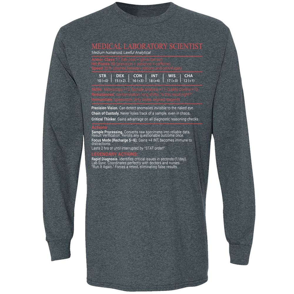 Medical Laboratory Scientist Stats Block - Dark Heather - 5