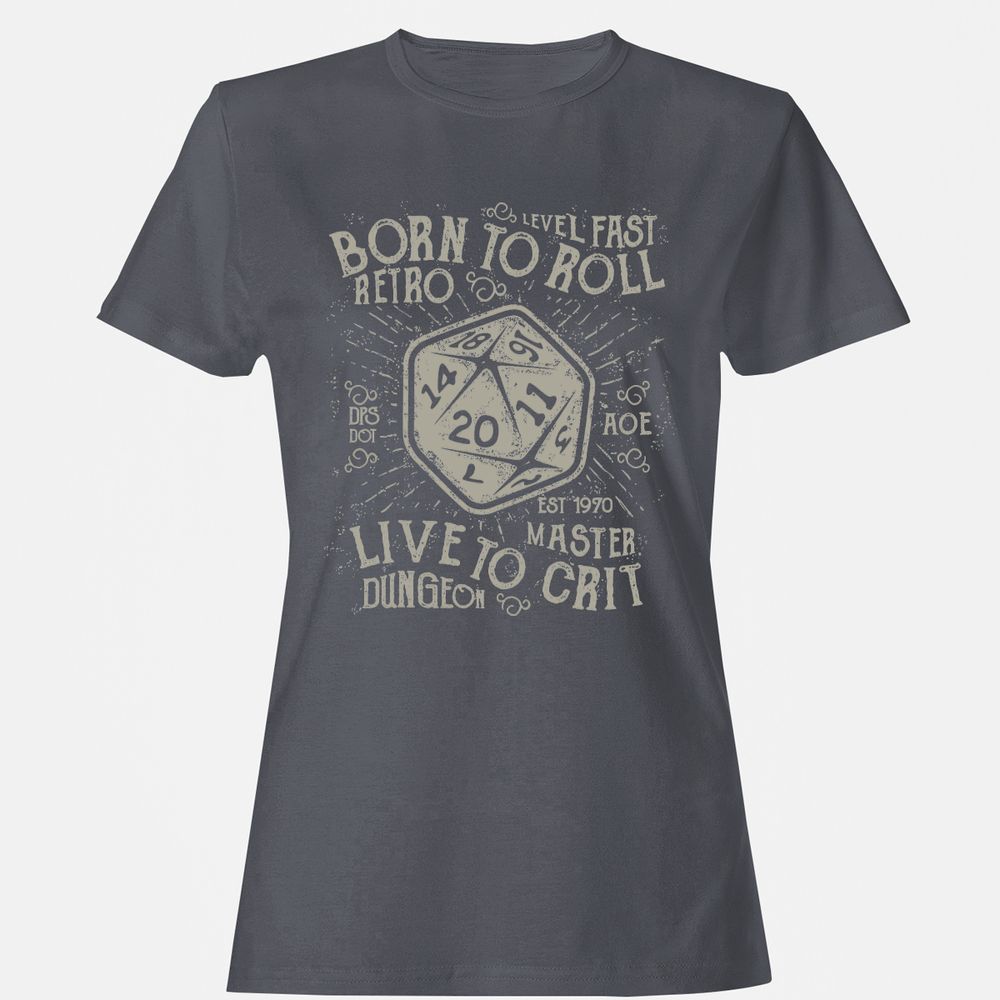 Born To Roll Live To Crit Women's T-Shirt - Dark Heather - 5