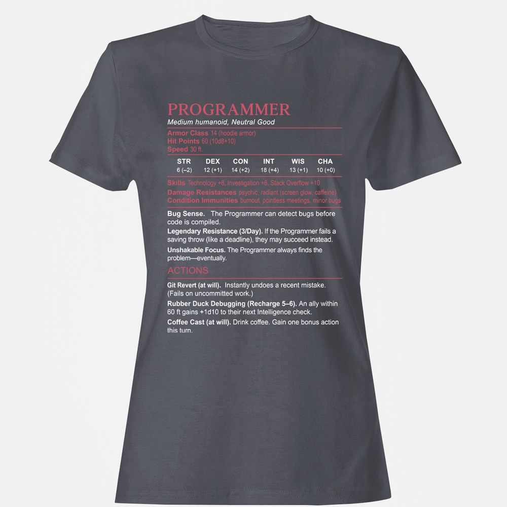 Programmer Stats Women's T-Shirt - Dark Heather - 5