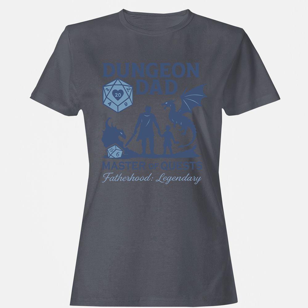 Dungeon Dad Master Of Quests Women's T-Shirt - Dark Heather - 5