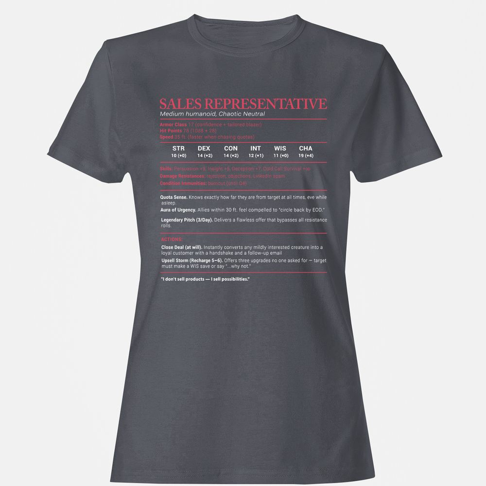 Sales Presentative Stats Women's T-Shirt - Dark Heather - 5