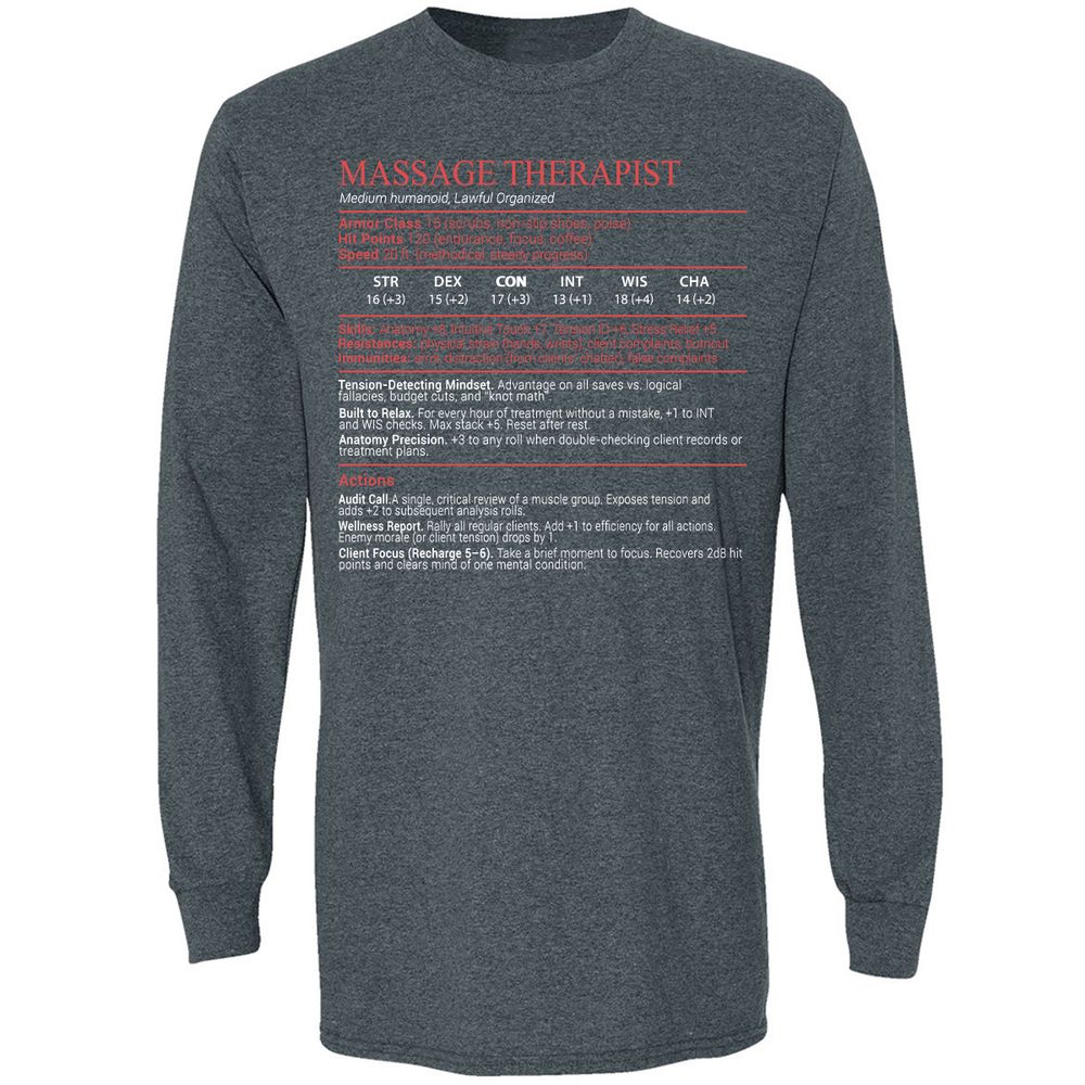 Massage Therapist Stats Block - Dark Heather - 5