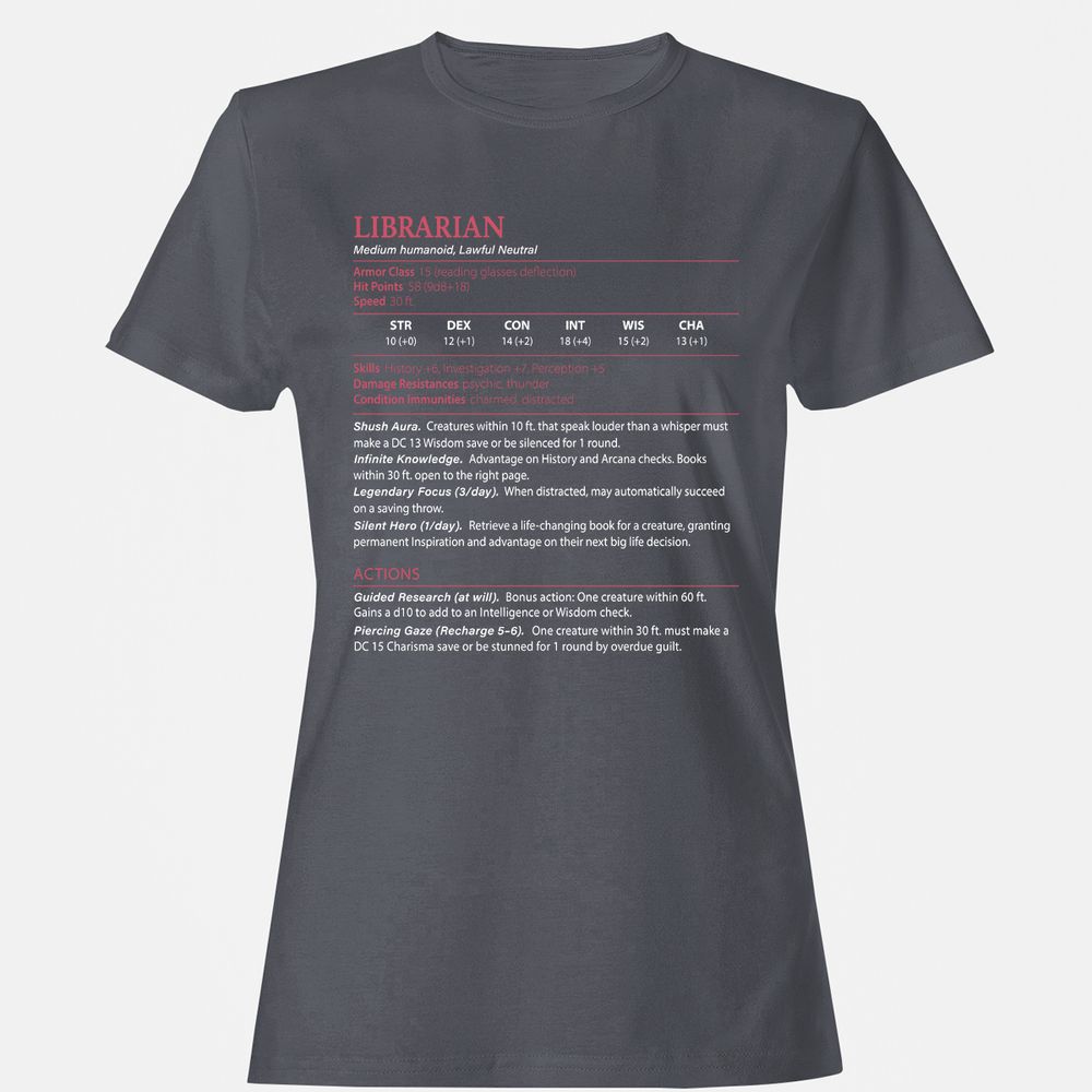 Librarian Stats Women's T-Shirt - Dark Heather - 5