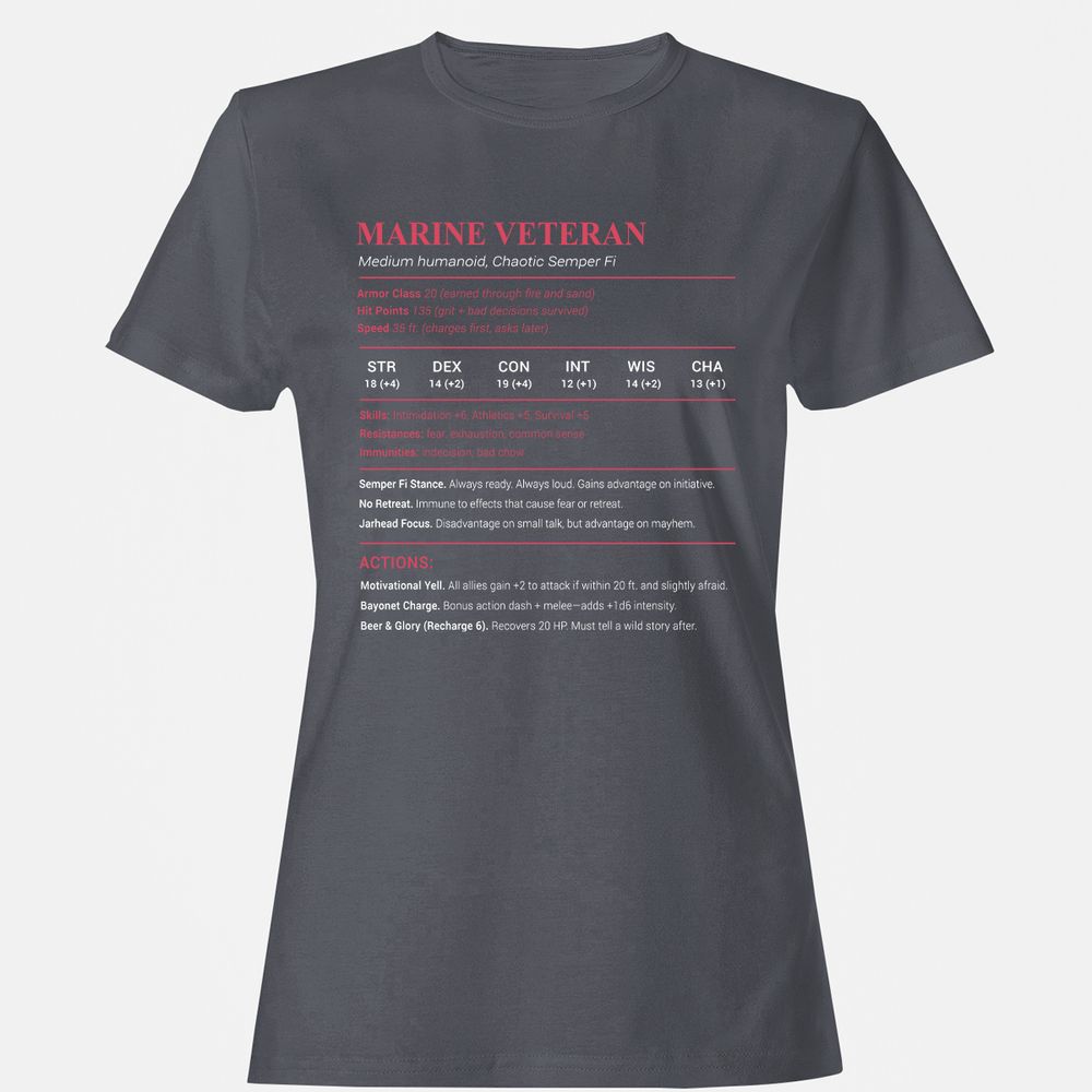 Marine Veteran Women's T-Shirt - Dark Heather - 5