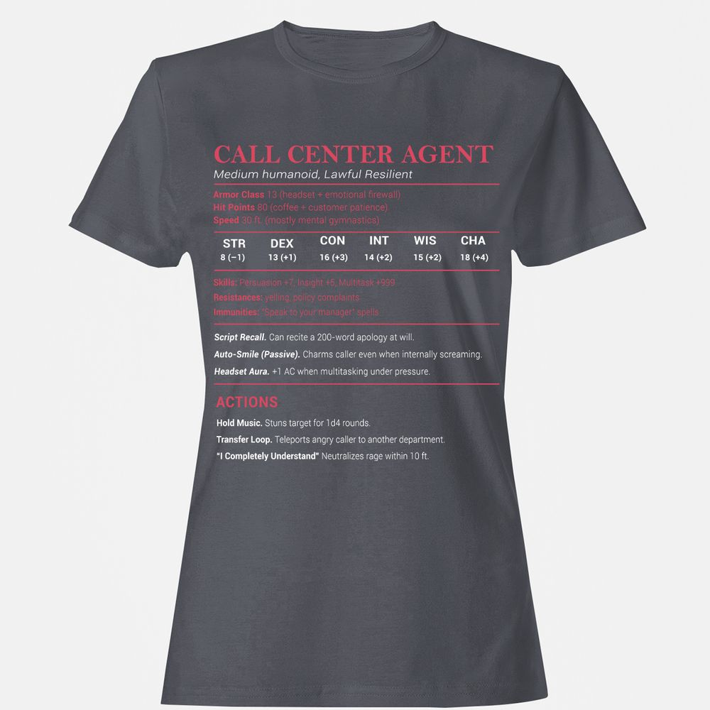 Call Center Agent Stats Women's T-Shirt - Dark Heather - 5