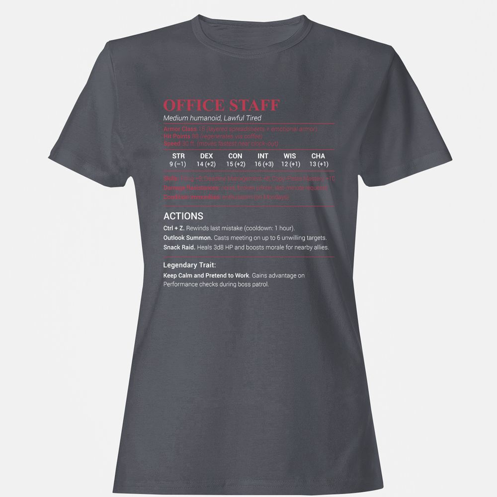 Office Staff Women's T-Shirt - Dark Heather - 5