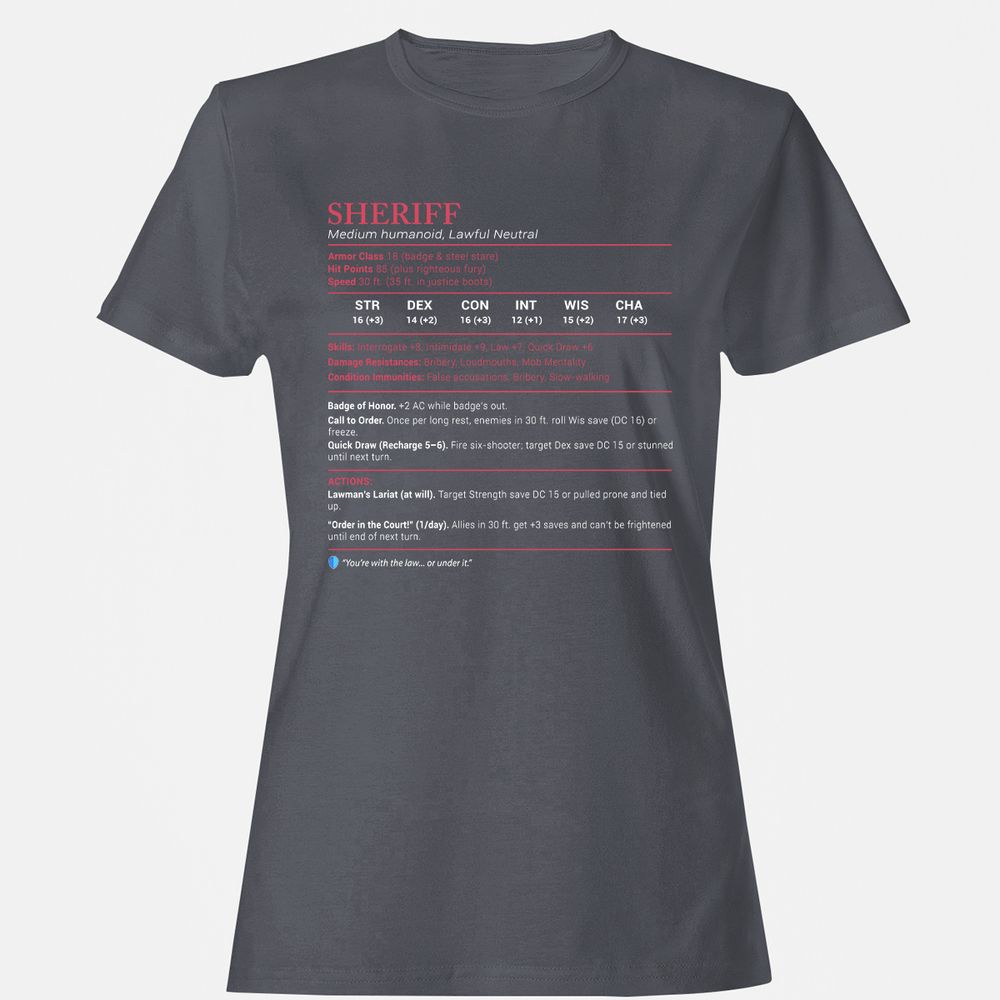 Sheriff Stats Women's T-Shirt - Dark Heather - 5