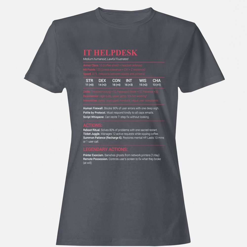 IT Helpdesk Women's T-Shirt - Dark Heather - 5