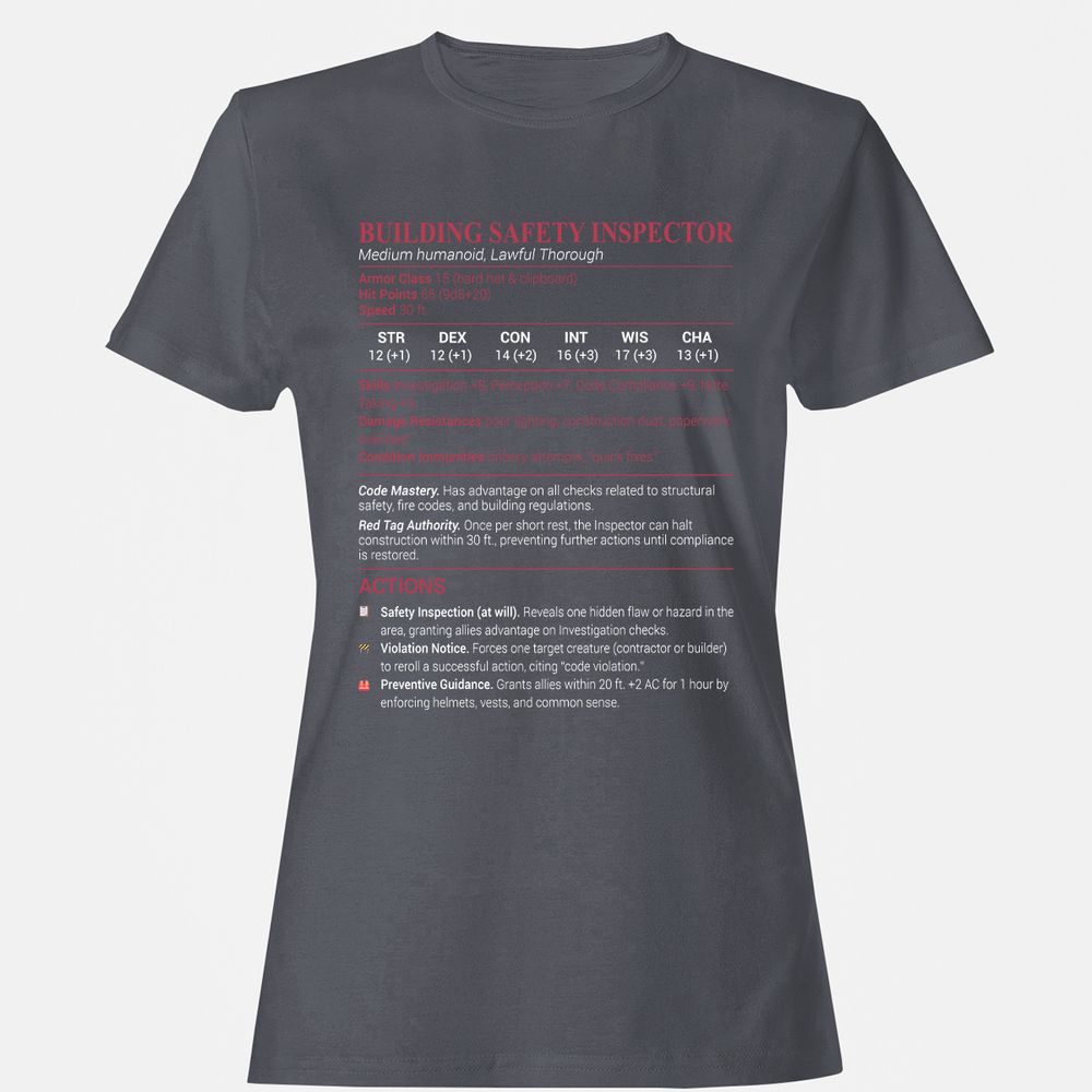 Building Safety Inspector Women's T-Shirt - Dark Heather - 5